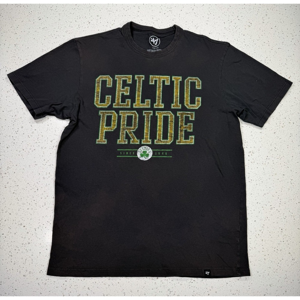 '47 Boston Celtics 'Celtic Pride' Black Basketball NBA Shirt Size S